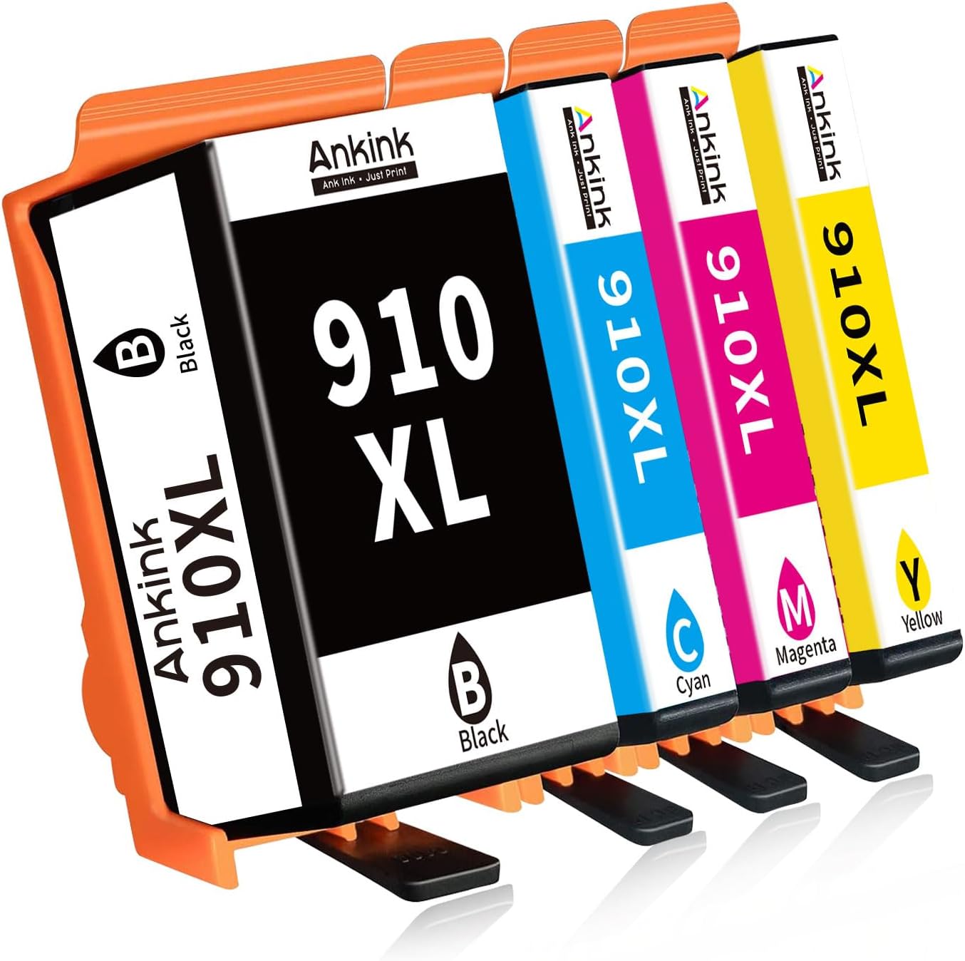 Ankink 910 XL 4-Pack Remanufactured Ink Cartridges (Black, Cyan, Magenta, Yellow) Replacement for HP 910