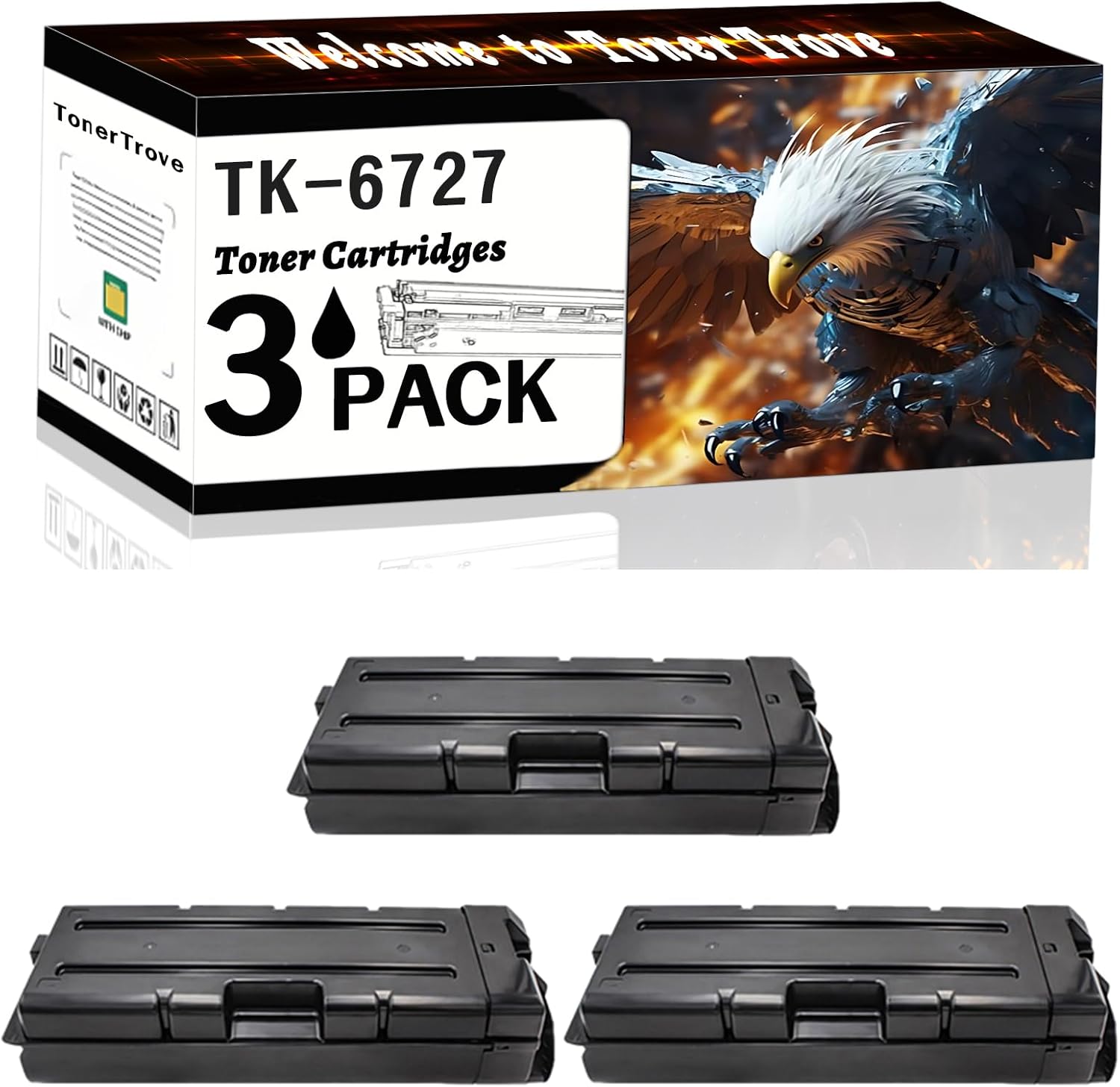 AGNNQ TK-6727 Toner Cartridges Compatible for Kyocera TASKalfa 7002i 7003i 8002i 8003i 9002i 9003i Printers, Office Printing is Easy Clear Smooth (3 Pack Black)