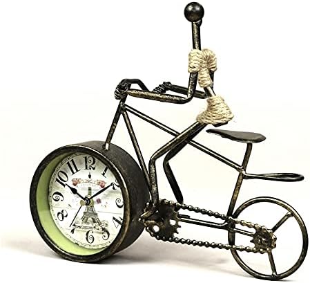 IIPOSAQQ Alarm Clock Creative Iron Bike Rider Figurine Desk Clock Metal Bicycle Model Table Clock Ornament Houseware Craft Office Decor Home Desk Clock