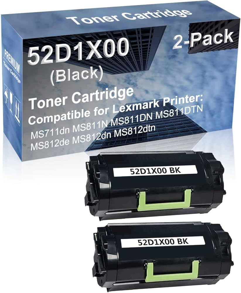 2-Pack Compatible High Yield MS811DTN, MS812de Printer Cartridge Replacement for 52D1X00 Toner Cartridge (Black)