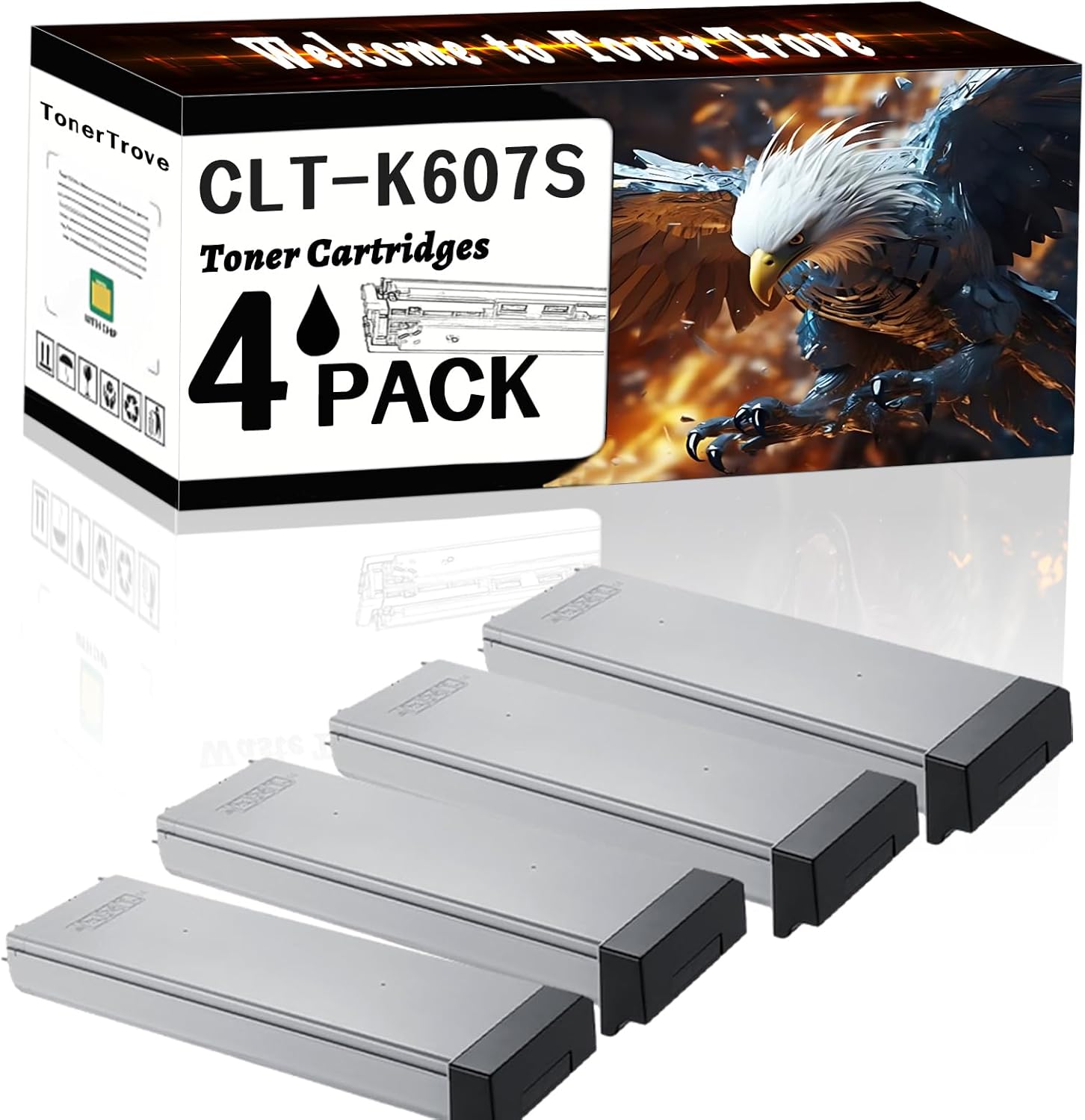 CLT-K607S Toner Cartridges Compatible for Samsung CLX9352 CLX9350 CLX9252 CLX9250 Printers, Office Printing is Easy Clear Smooth (4 Pack Black)