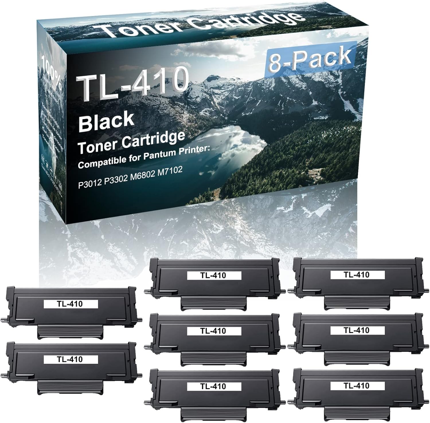 8-Pack Compatible High Capacity TL-410 Imaging Toner Cartridge use for Pantum P3012 P3302 M6802 M7102 Printer (Black)