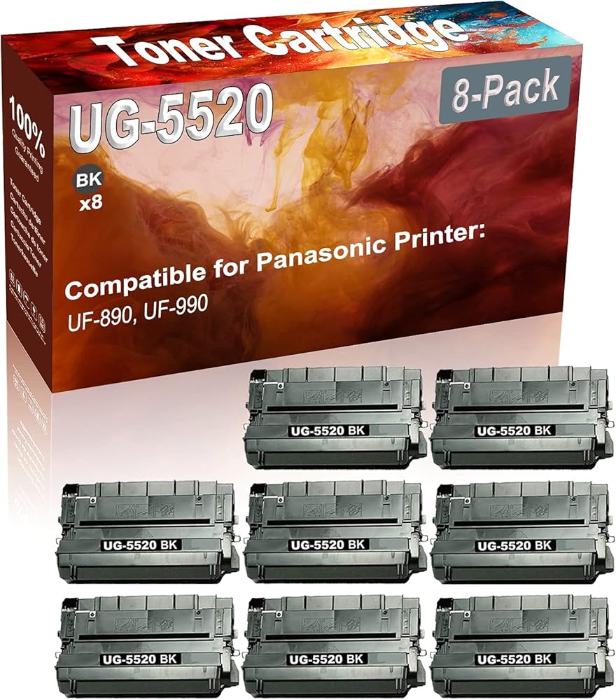 Credibility Store 8-Pack (Black) Compatible UG-5520 Printer Toner Cartridge (High Capacity) fit for Panasonic UF-890 UF-990 Printer