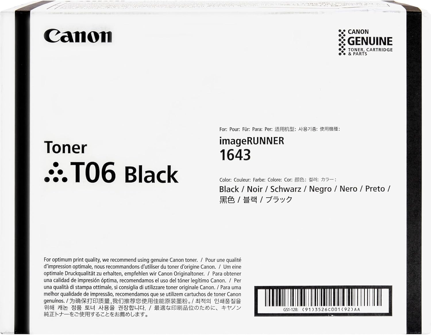 Canon, CNMT06, T06 Toner, 1 Each,Black