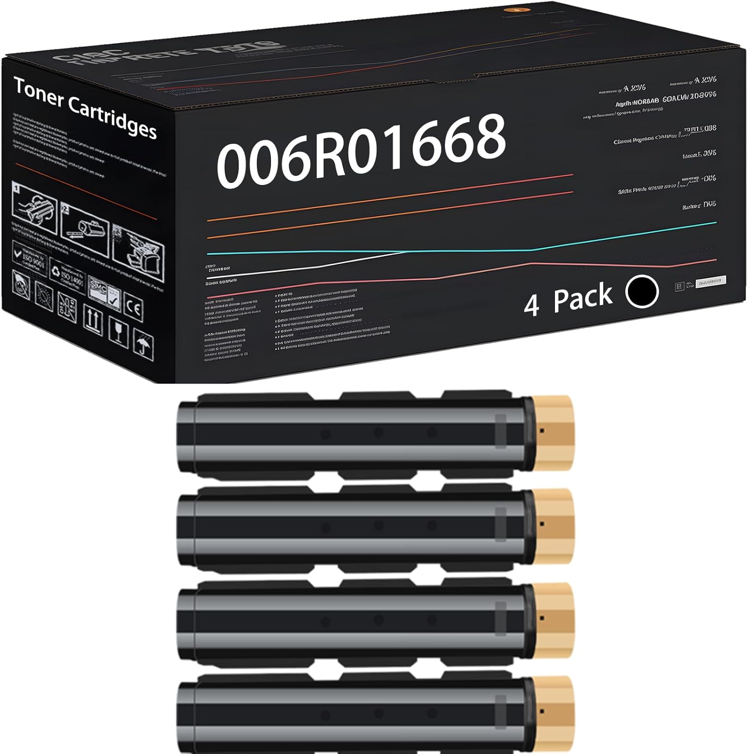 UVUMB 006R01668 Toner Cartridges Compatible for Xerox D136 Printers, with Chip, High Yield 66000 Pages, High-Definition Printing (4 Pack Black)