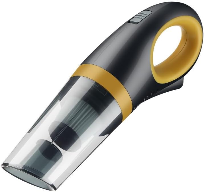 CYRMPQ Handheld Vacuums Cordless, Washable HEPA Filter, 6000Pa Strong Suction Power, 120W High-Power Motor, Bass Operation, Charging Via USB, Dual-use for Home and Car(Yellow)