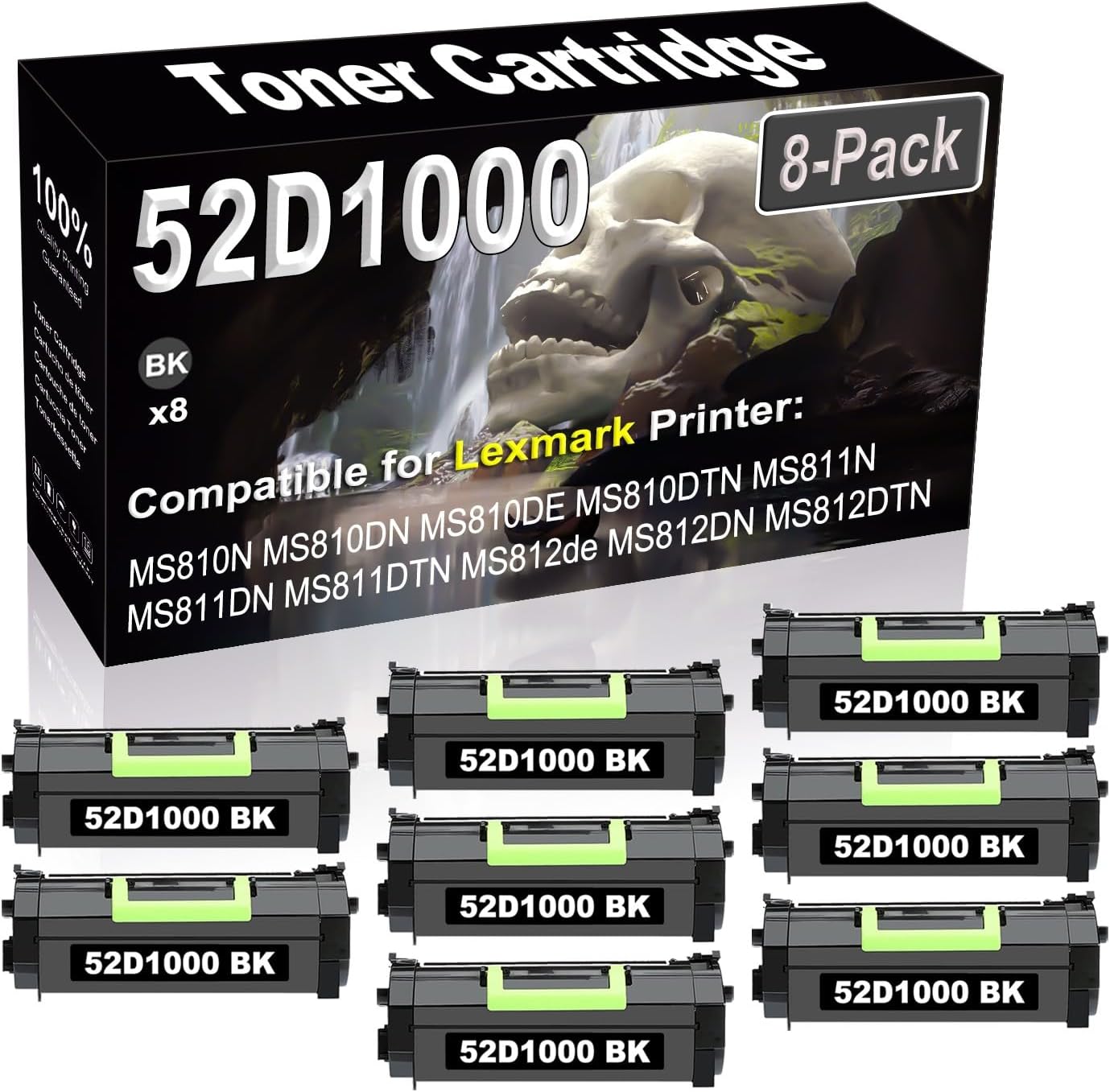 SINIYA 8-Pack (Black) Compatible MS810N MS810DN MS810DE MS810DTN MS811N MS811DN MS811DTN Laser Printer Cartridge (High Capacity) Replacement for 521 52D1000 Printer Cartridge