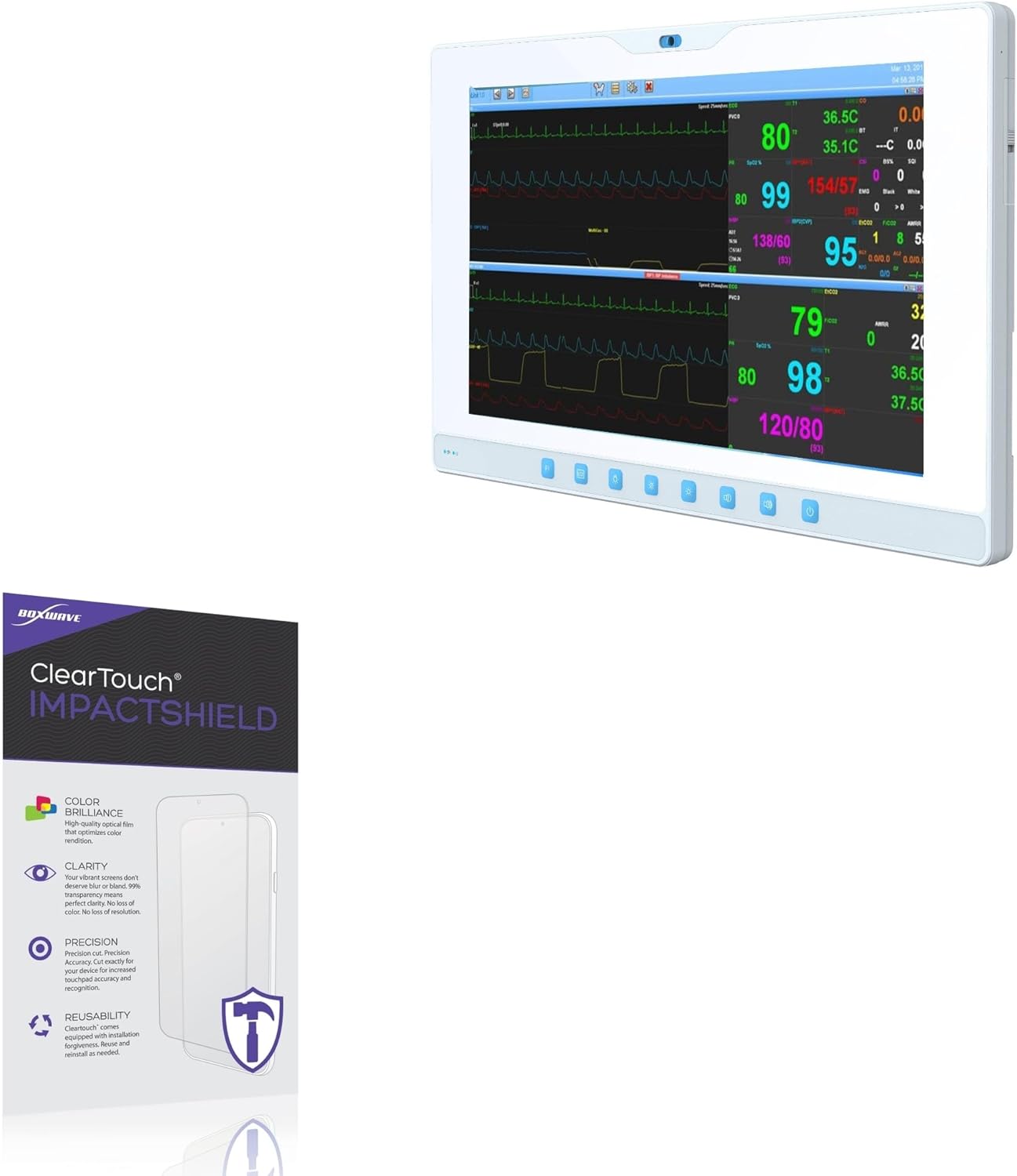 BoxWave Screen Protector Compatible With Estone Technology EM-2100 - ClearTouch ImpactShield (2-Pack), Impenetrable Screen Protector Flexible Film