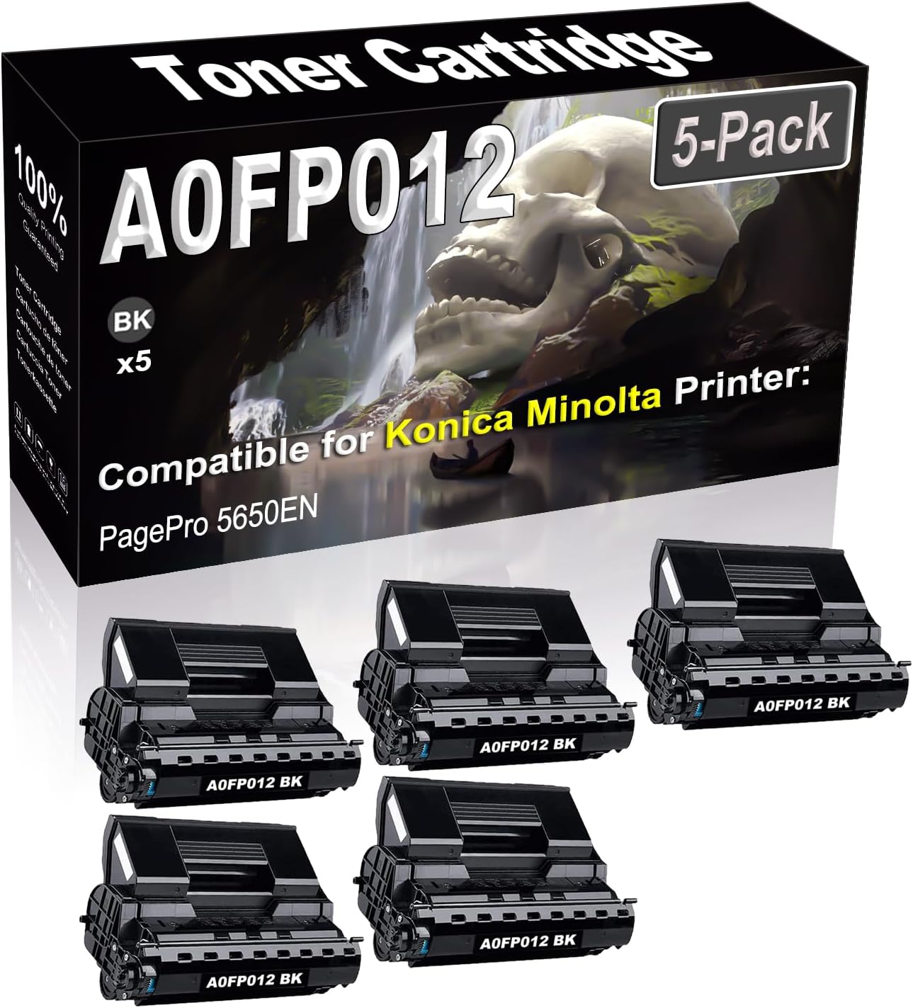 5-Pack (Black) Compatible High Yield A0FP012 Laser Printer Toner Cartridge use for Konica Minolta PagePro 5650EN Printer