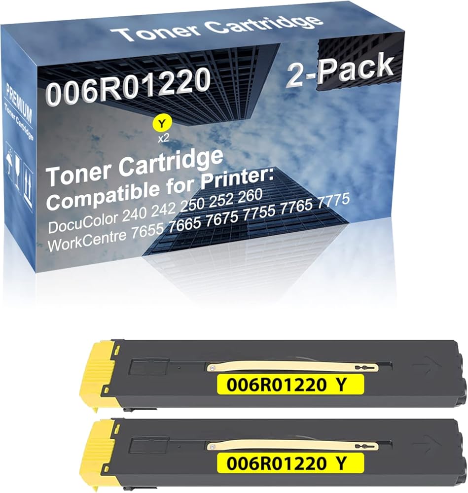 2-Pack (Yellow) Compatible High Capacity 006R01220 Toner Cartridge use for DocuColor 240 242 250 252 260 Printer
