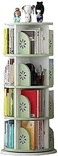 Shelves Bookshelf Organizer Bookcases 360° Rotating, 4 Shelf Floor Standing Children's for Home Office, Living Room Bedroom - 50.5×128cm (Color : Green)