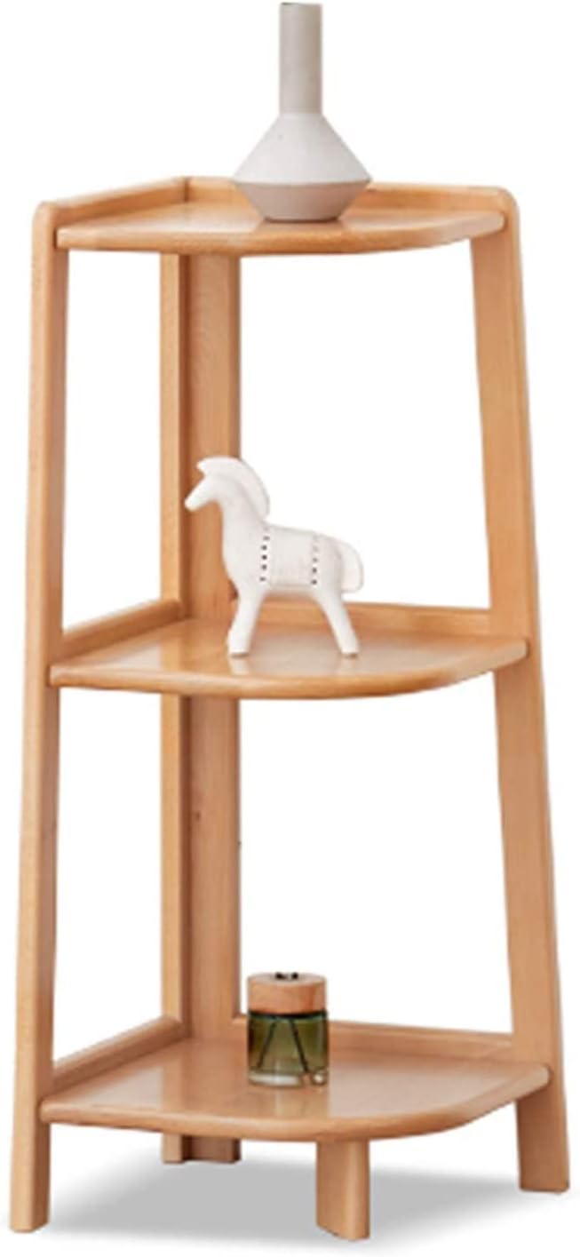 ZEELYDE Plant Stand,Small Corner Bookcase 3-Tier Bookcase Solid Wood Corner Ladder Shelf, Display Organizer Plant Stand Storage Rack Furniture for Living Room, Bathroom, Bedroom, Home Office Bookshel