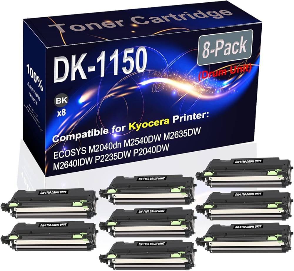 Kolasels 8-Pack Compatible DK-1150 DK1150 302RV93140 Laser Drum Unit Used for Kyocera ECOSYS M2040dn M2540DW M2635DW Printer (Black, High Yield)