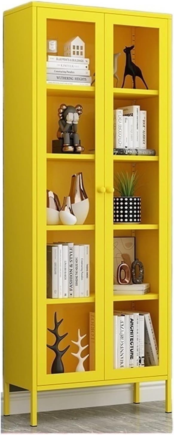 Bookshelf Double Cabinet Door Storage Bookshelf Multi-Layer with Glass Door Bookcase Suitable for Living Room Study Office Bookcase/Bookshelves (Color : 1) (D)