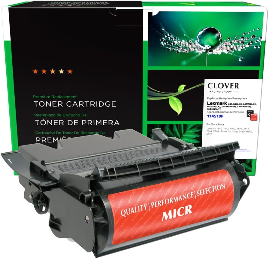 Clover Remanufactured MICR Toner Cartridge Replacement for Lexmark T640/T642/T644/X642/X644/X646 | Black | High Yield