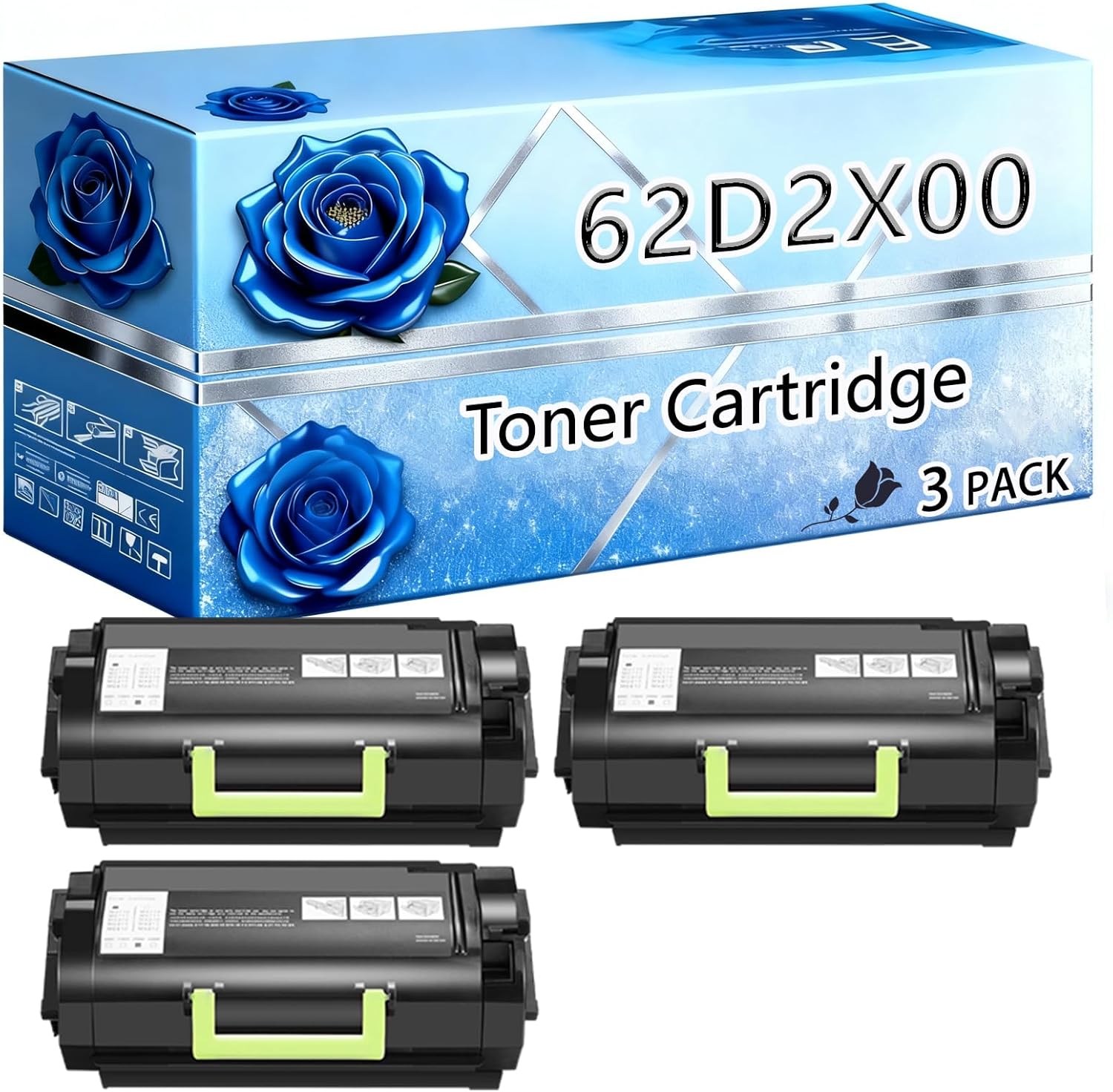 BIVOL Compatible Toner Cartridge Replacement for Lexmark 62D2X00 High Yield 55000 Pages MX-711 MX-810 MX-811 MX-812 Printers (3 Pack Black)