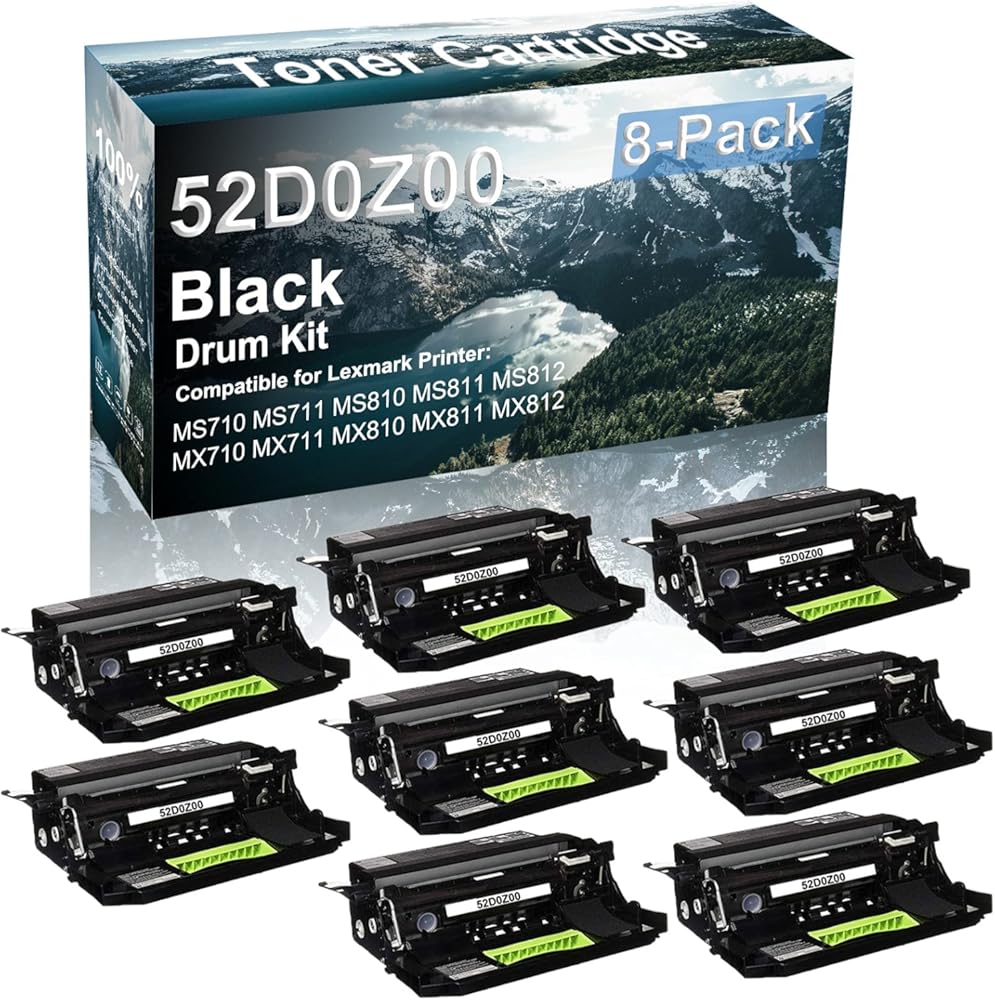 Credibility Store 8-Pack Compatible 52D0Z00 Drum Kit use for MS710 MS711 MS810 MS811 Printer (Black)