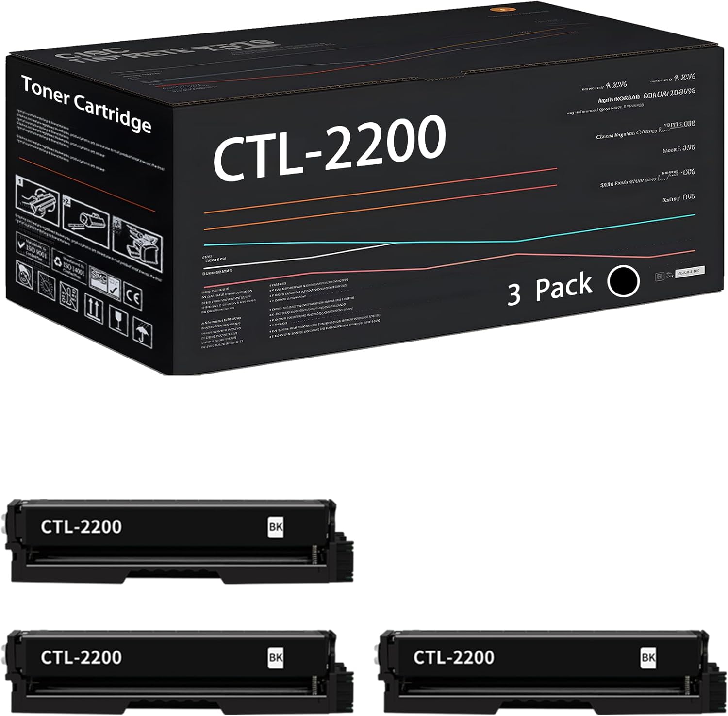 UVUMB Compatible with Pantum CTL-2200 Toner Cartridge Work for Pantum CP2250DN CM2270ADN Printers, with Chip, High Yield 3500 Pages, High-Definition Printing (3 Pack Black)