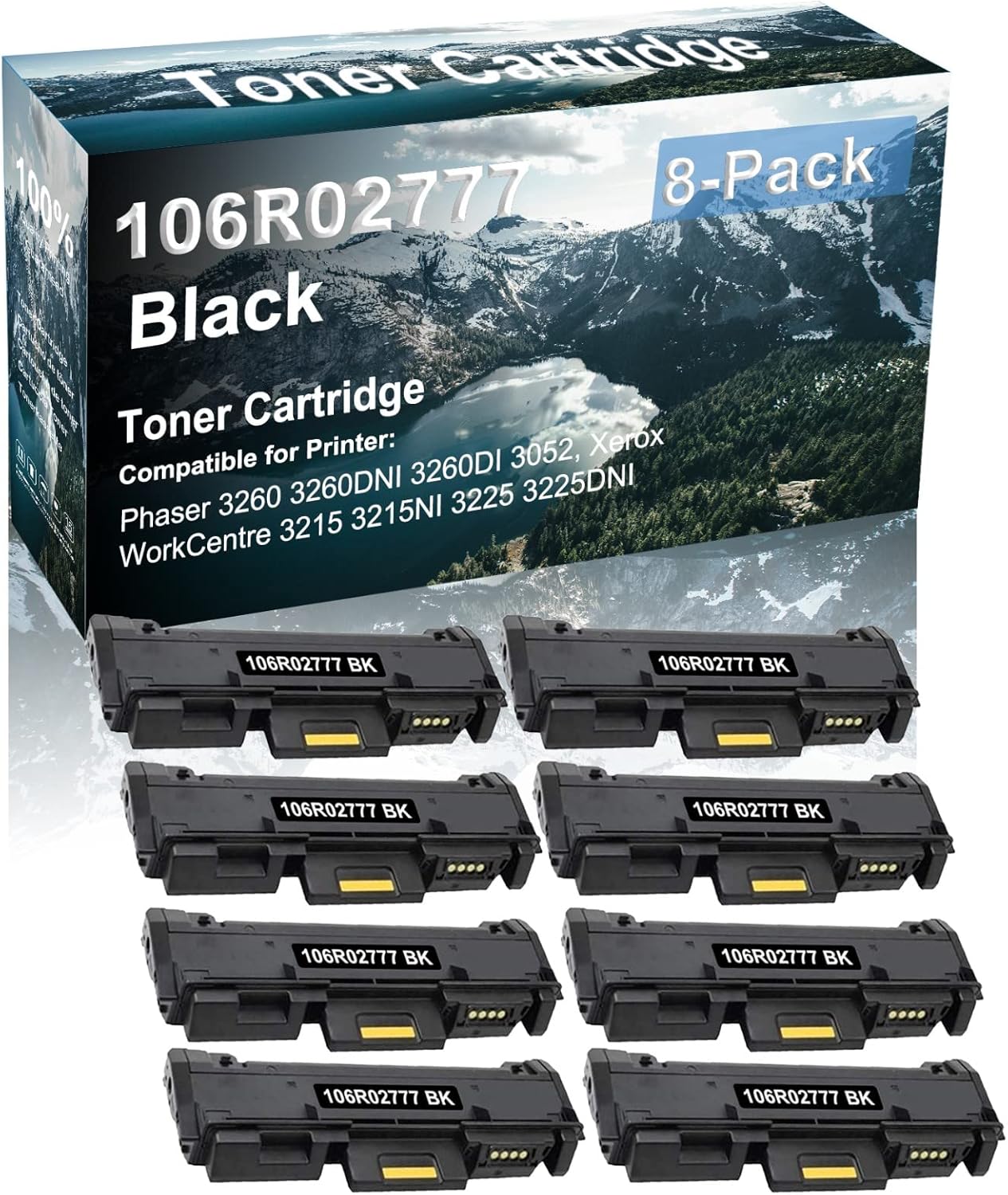 Credibility Store 8-Pack Compatible High Yield 3215 3215NI Printer Cartridge Replacement for 106R02777 Toner Cartridge (Black)
