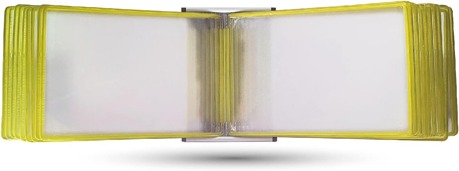 Wall Mounted Folder Storage,Wall-Mounted Poster Flip Book Display,10 Pockets File Organizer,A4 Wall Hanging Units Flip Folder with Magnetic Base (Color : Red, Size : W26.57xH9.06in) (Color : Yellow,