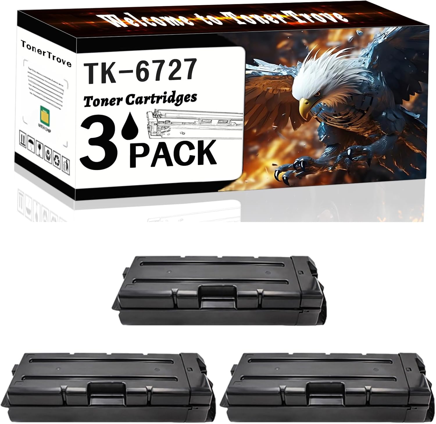 AGNNQ TK-6727 Toner Cartridges Compatible for Kyocera TASKalfa 7002i 7003i 8002i 8003i 9002i 9003i Printers, Office Printing is Easy Clear Smooth (3 Pack Black)