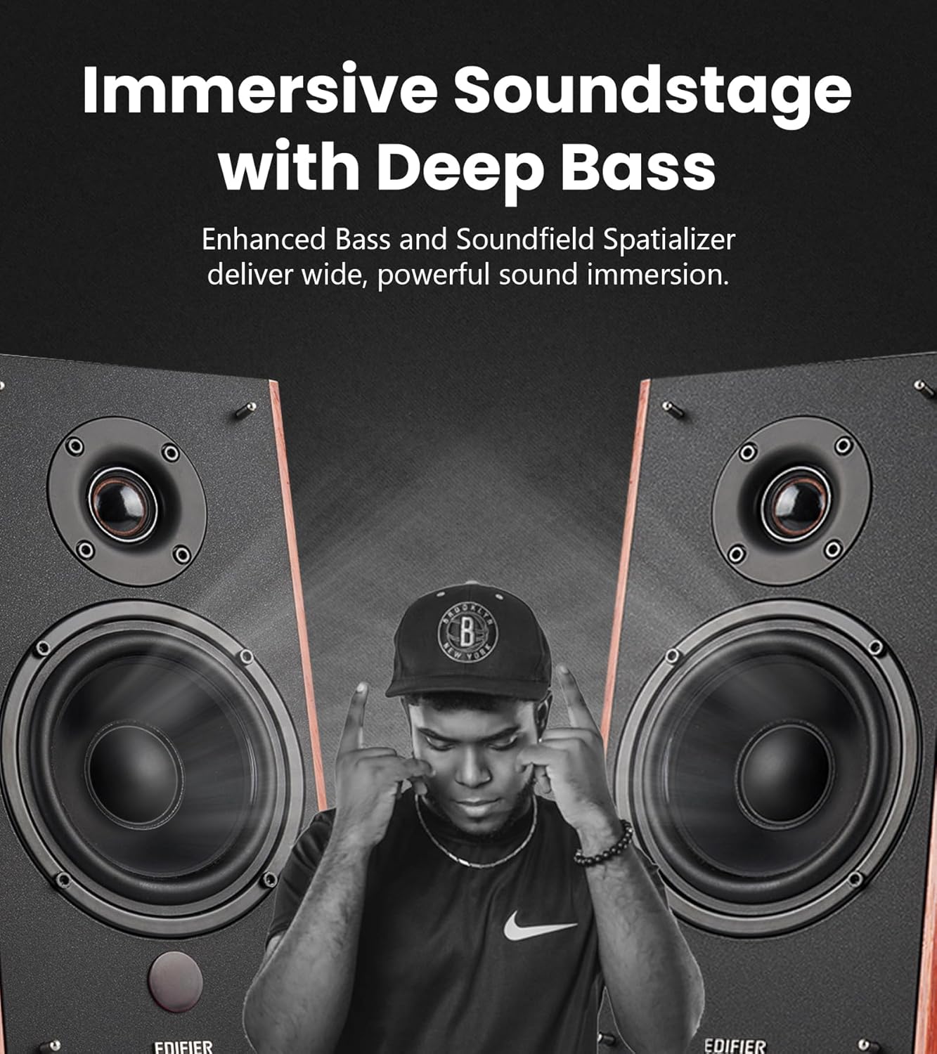 Edifier R2000DB Active Bluetooth Bookshelf Speakers - Optical Input - 2.0 Wireless Near-Field Studio Monitor Speaker - 120 Watts RMS with 53 Large Woofer Black