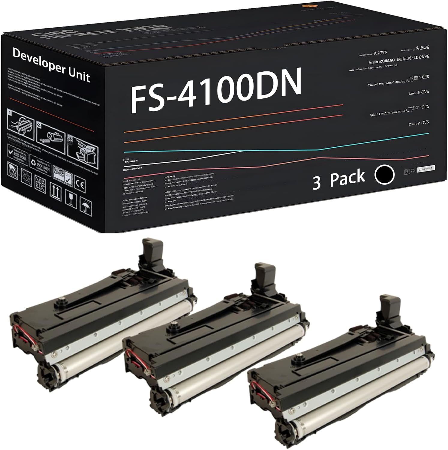 UVUMB Compatible with Kyocera FS-4100DN Developer Unit Work for Kyocera ECOSYS M3040idn M3145idn M3540idn M3550idn M3560idn M3645idn M3655idn Printers (3 Pack Black)