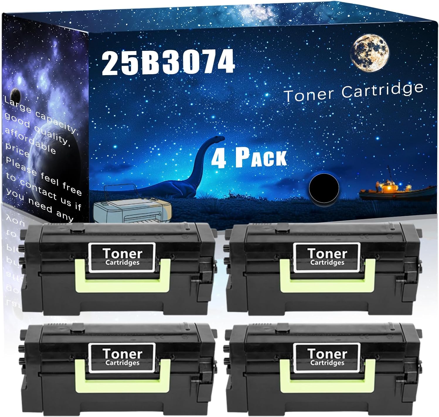 25B3074 Compatible Toner Cartridge Replacement for Lexmark High Yield Compatible M5255 M5270 XM5365 Printers, Meet Printing Needs (4 Pack Black)