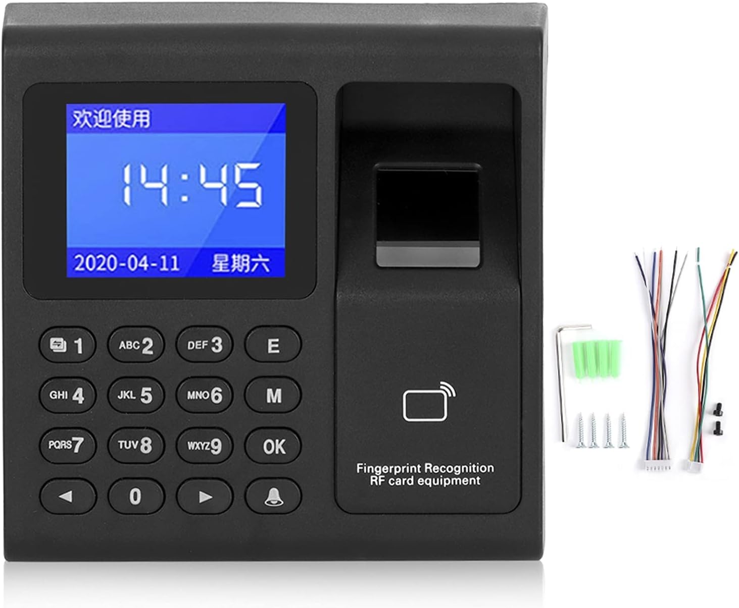 Time Clock Time Attendance System Clock Recorder 1.8in Time Attendance Machine 26/34 125KHz Biometric Fingerprint ID Card Keyless Office Electronics Products,
