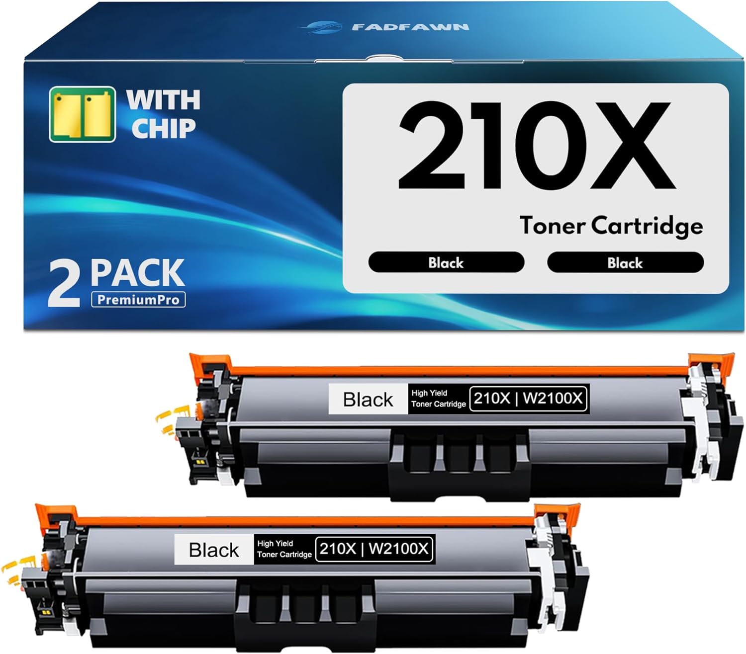 Compatible 210X Black Toner Cartridges 2-Pack - Replacement for HP 210X W2100X Black Toner Cartridges Work with Color Pro 4201dn 4201dw, Color Pro MFP 4301dw 4301fdn 4301fdw Printer