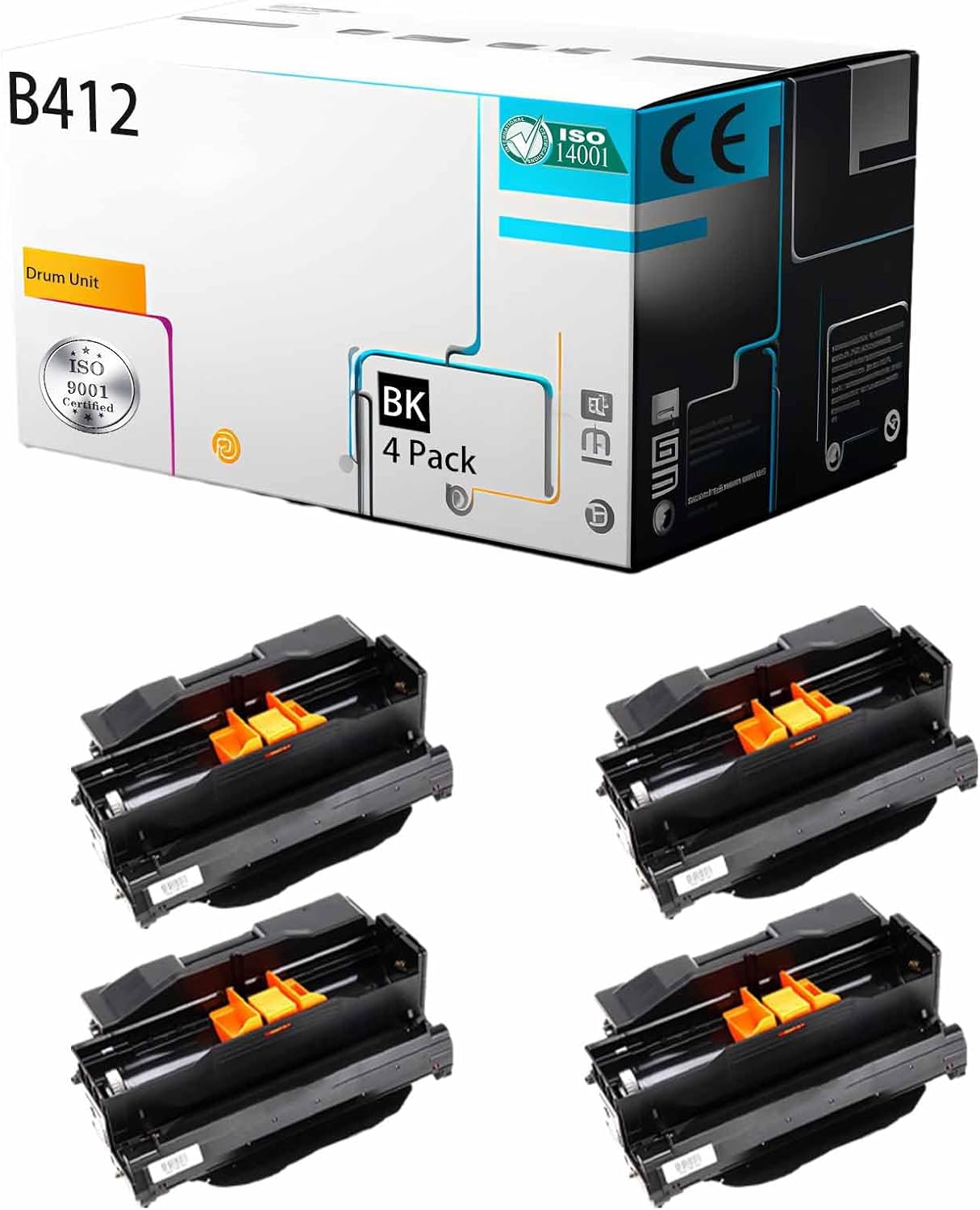 LSSF B412 44574301 Drum Unit Compatible for OKI B412 B432dn B512dn MB472w MB492 MB562w Printer [High Print Page Volume with Chip] (Black 4Pack)