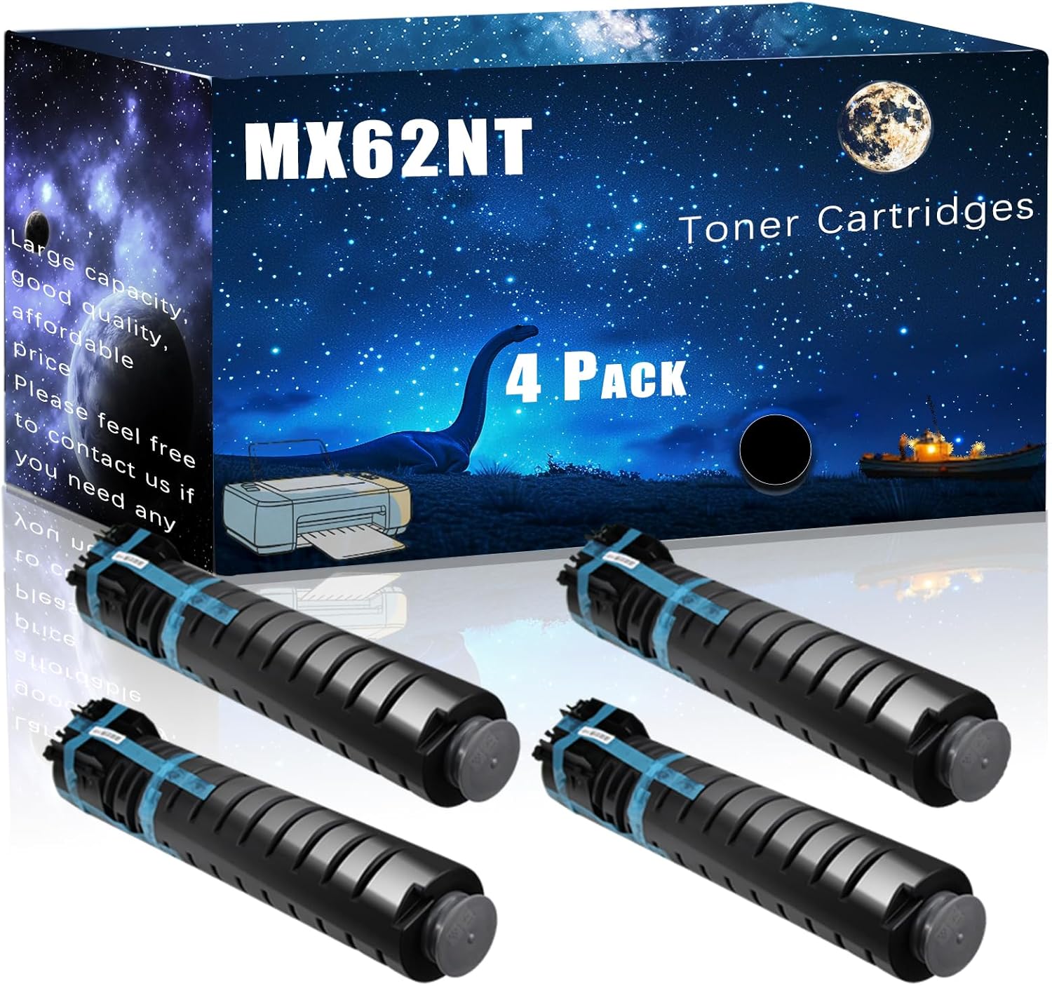 MUCQL MX62NT Compatible Toner Cartridges Replacement for Sharp High Yield Compatible MX-6240N MX-6500N MX-6580N MX-7040N Printers, Meet Printing Needs (4 Pack Black)