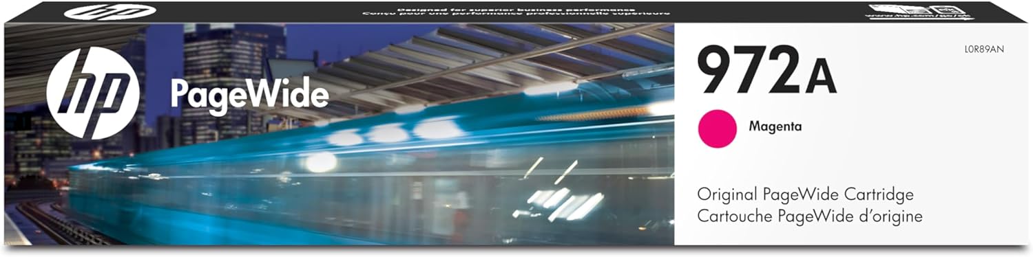 HP 972A PageWide Magenta Ink Cartridge Printers | Works with Printer Series: PageWide Pro 452, 477, 552dw, 577 | L0R89AN