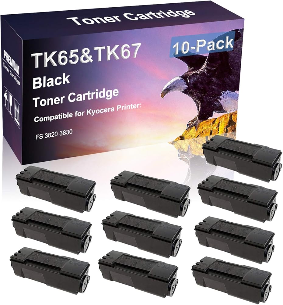 Credibility Store 10 Pack (Black) Compatible High Yield TK65 | TK67 Laser Printer Toner Cartridge use for Kyocera FS 3820 3830 Printer