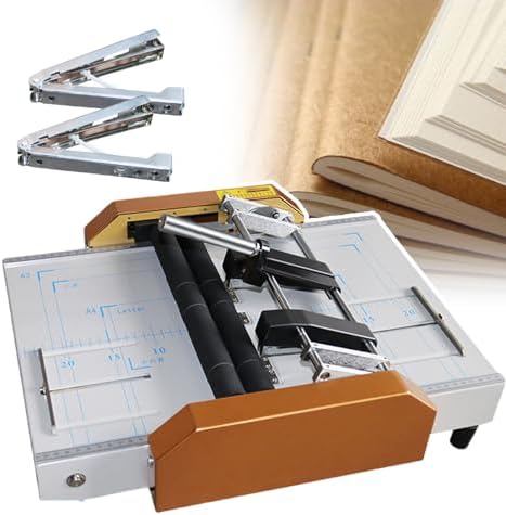 DLYZAYE Folding Binding Machine, Flat Booklet Maker and Stapler, A3+ Size Paper Folding Machine with Box of Staples for Efficient Pamphlet Making ()