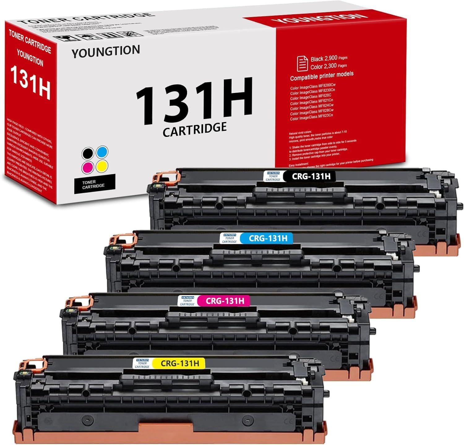 131H 131 Toner Cartridge 4 Pack High-Yield (BK/C/M/Y) Compatible 131 Toner Cartridge Replacement for Canon MF8280cw Toner Cartridges Color imageCLASS MF8280Cw MF624Cw MF628Cw LBP7110Cw Printer