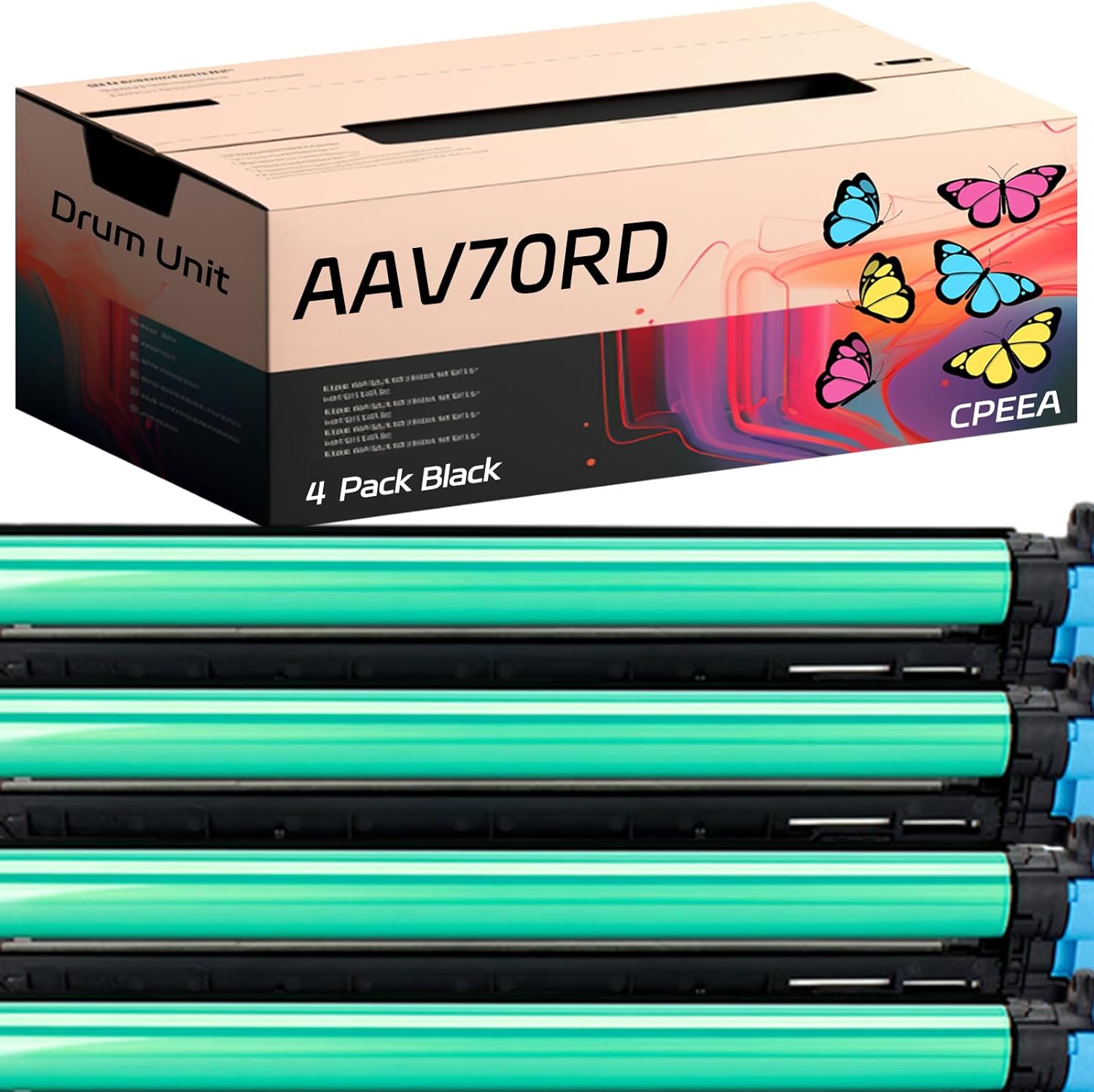 Compatible for Konica Minolta AAV70RD Drum Unit Work for Konica Minolta bizhub 300i 301i 361i C250i 360i Printers, with Chip, High Yield 200000 Pages, Clear Printing (4 Pack Black)