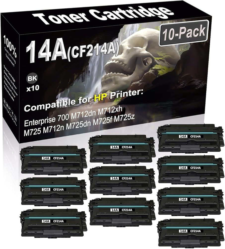 SINIYA 10-Pack Compatible High Capacity 14A CF214A Imaging Toner Cartridge use for Enterprise 700 M712dn M712xh M725 M712n M725dn Printer (Black)