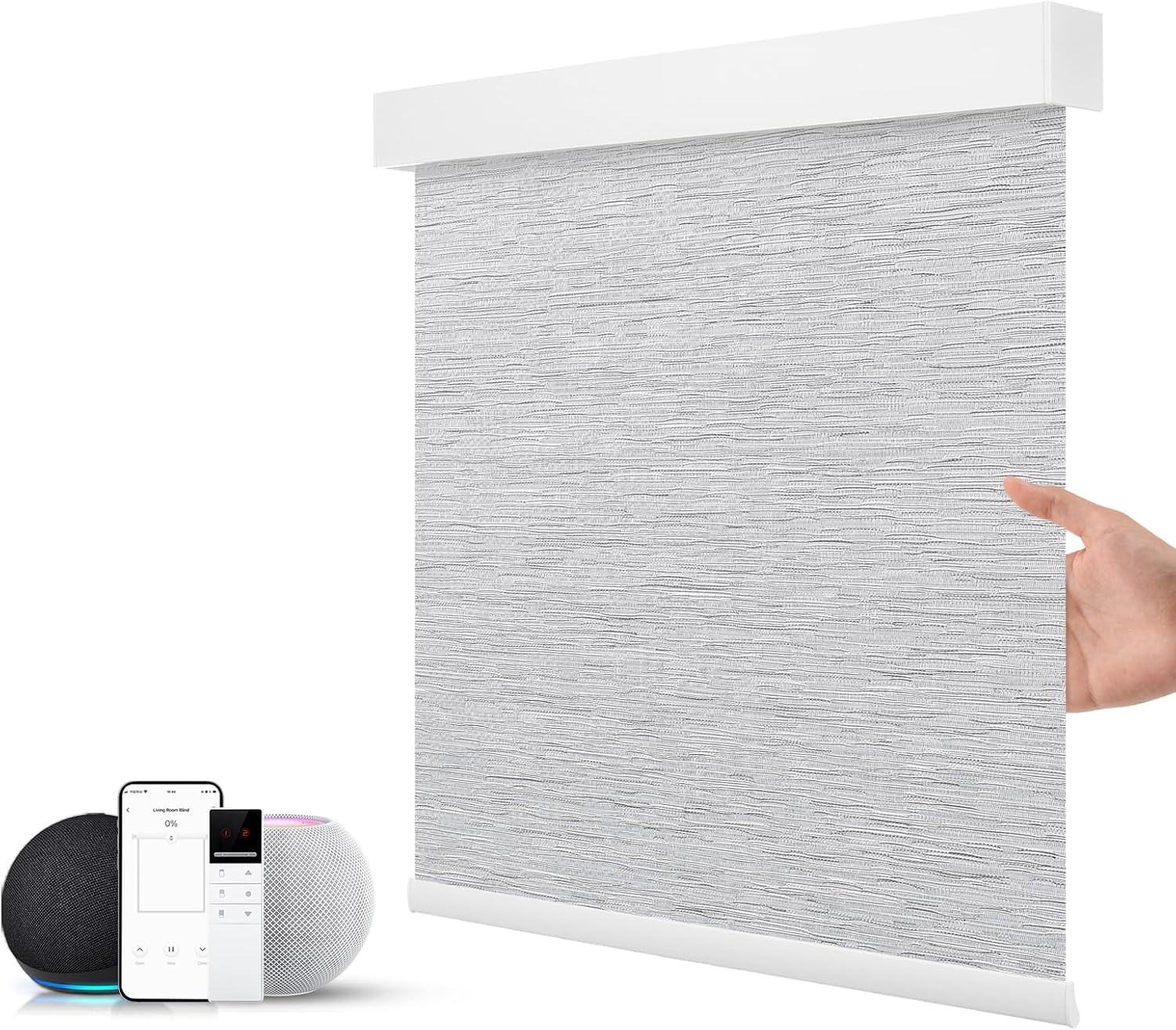 ZSTARR Motorized Blackout Window Blinds Customize Width(21-97 in) Remote Control Wireless and Rechargeable Roller Shades Blinds for Windows, Office,Home, Hotel, Club, Restaurant (Full Blackout Gray)