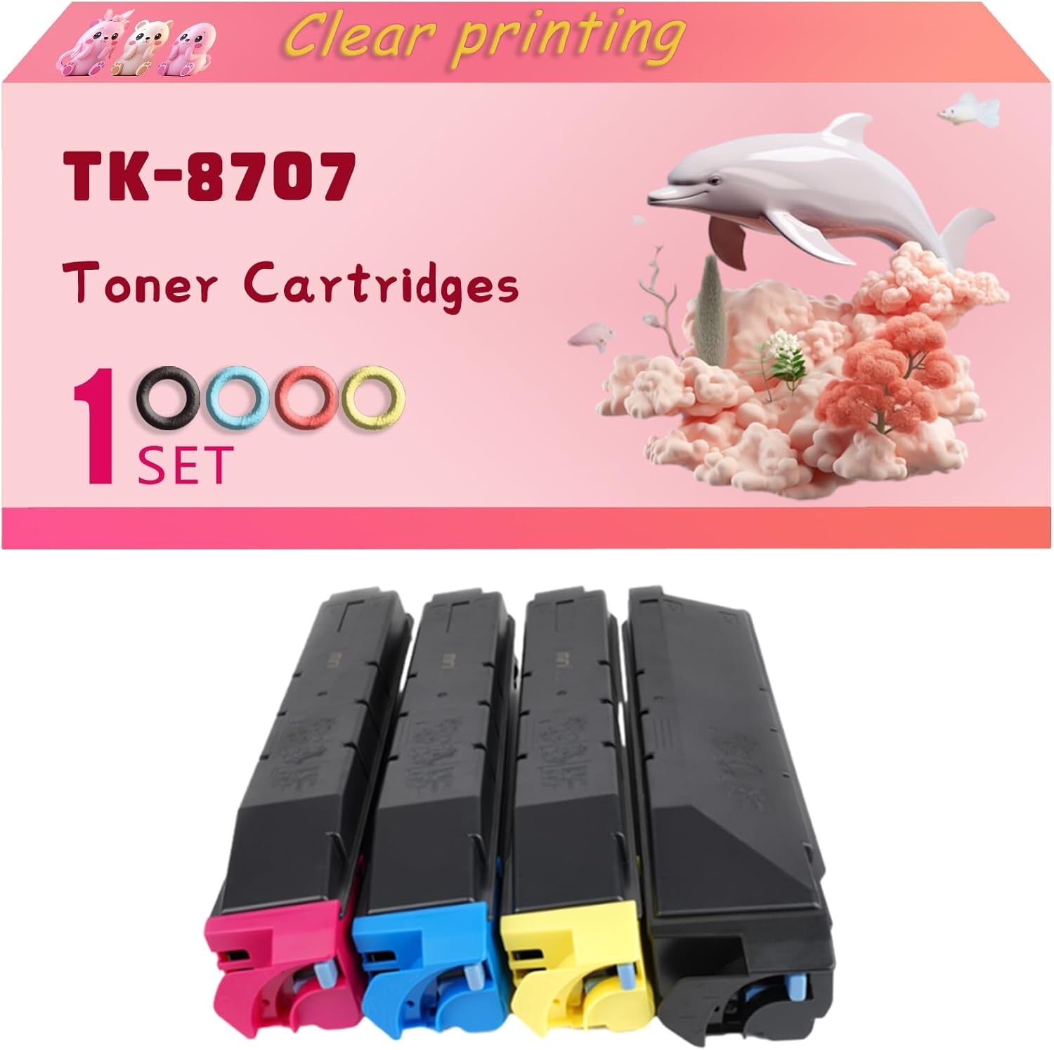 LECUU TK-8707 Toner Cartridges Compatible for Kyocera TASKalfa 6550ci 6551ci 7550ci 7551ci Printers, High Yield 70000 Pages, Clear Bright Colors (4-Pack BK/C/M/Y)