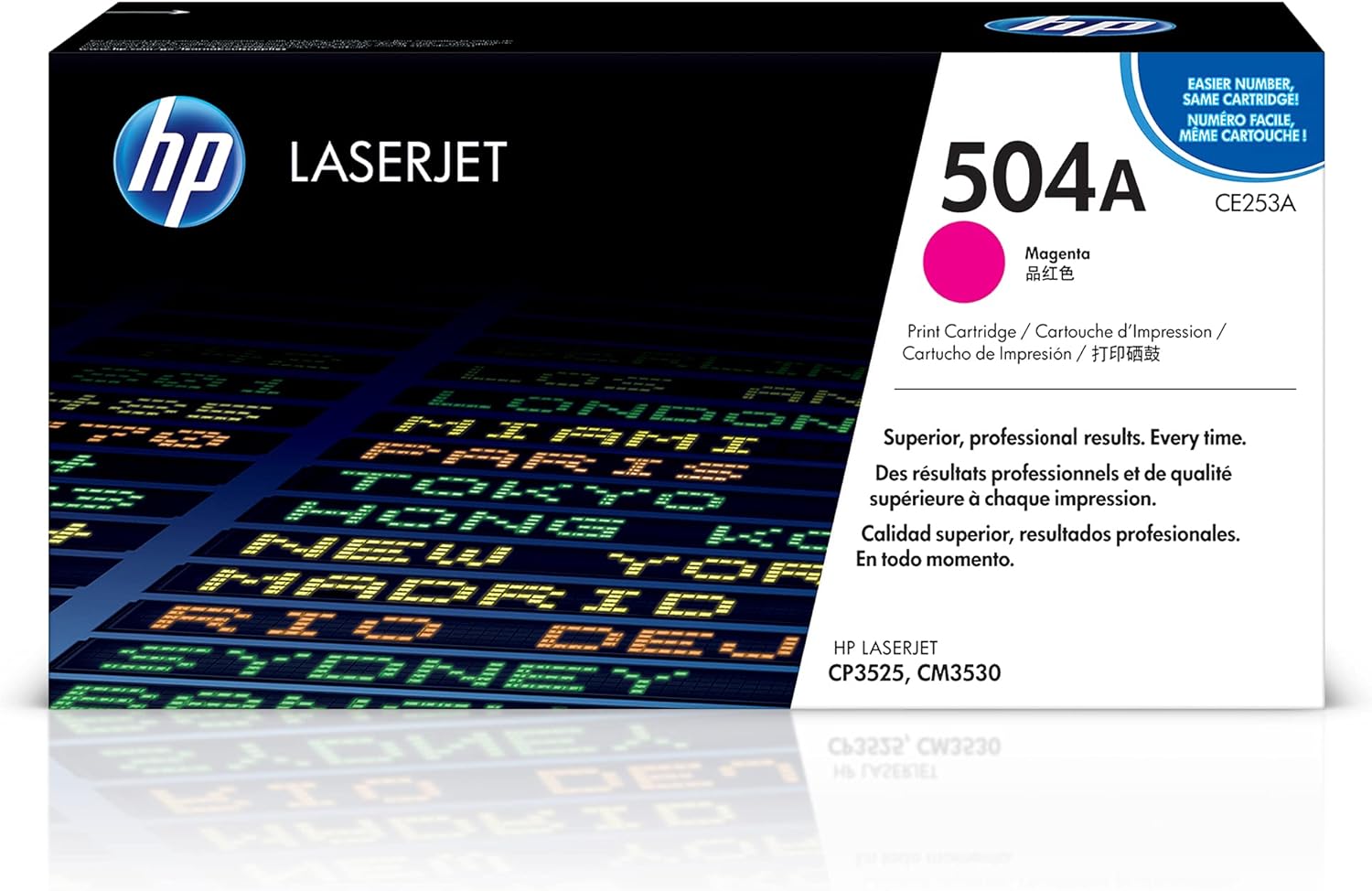 HP 504A Magenta Toner Cartridge | Works Color Laserjet CM3530, CP3525 Series | CE253A