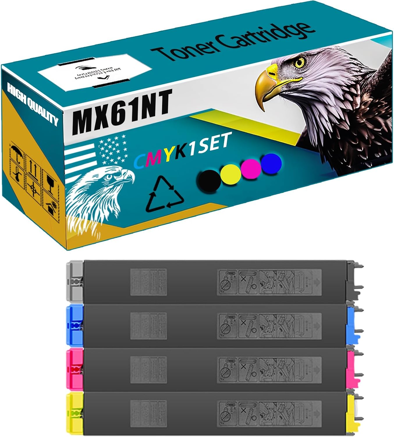 CEECN MX61NT Toner Cartridge Compatible for Sharp MX-2630N MX-2651 MX-3050N MX-3050V MX-3051 MX-3070N MX-3070V MX-3071 Printers, High Production Replacement (Multicolor)