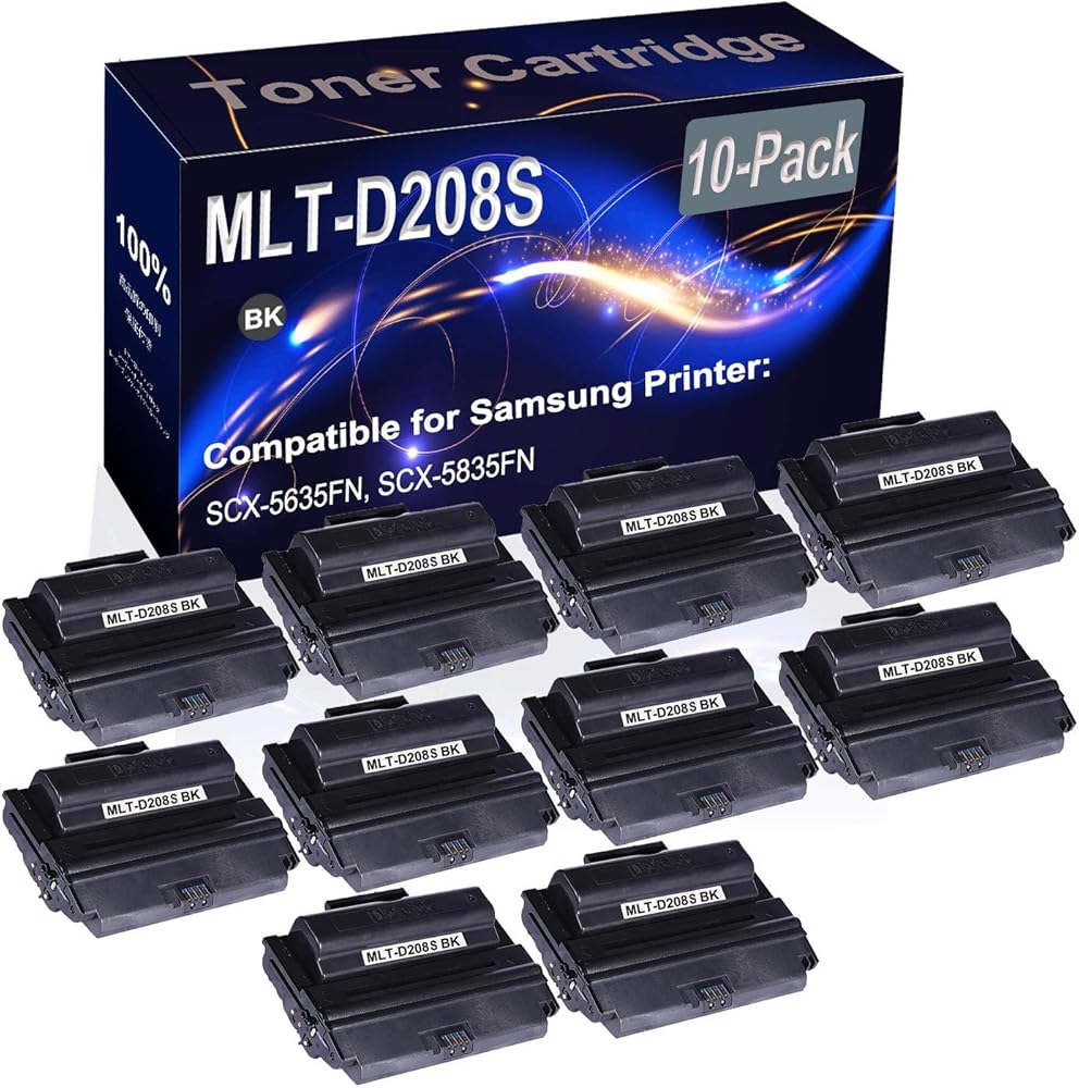 10-Pack (Black) Compatible High Yield D208S MLT-D208S Printer Cartridge use for Samsung SCX-5635FN, SCX-5835FN Printer