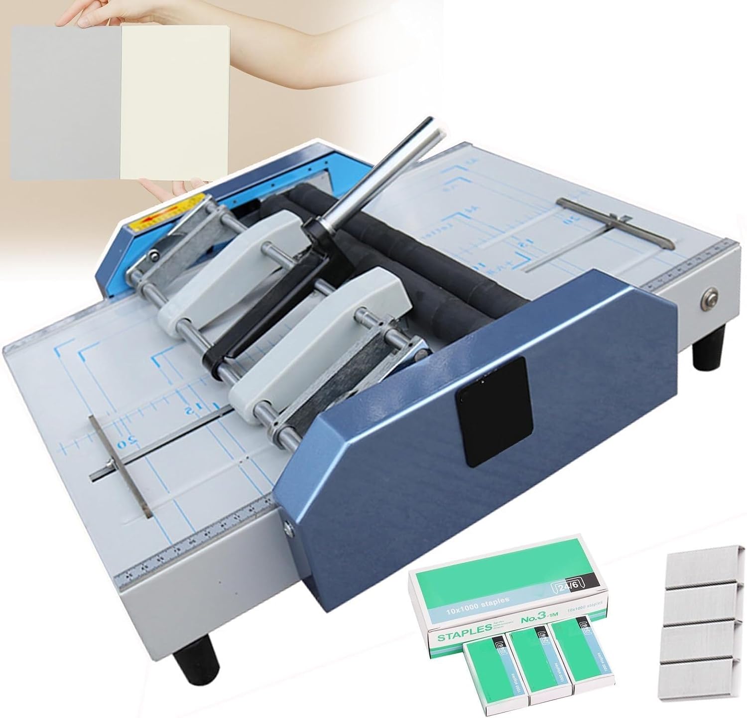 A3 Paper Bookbinding and Folding Booklet,Five Staple Holes,70w Booklet Maker Paper Folder Folding Machine-with Self-Locking, Automatic Booklet Maker
