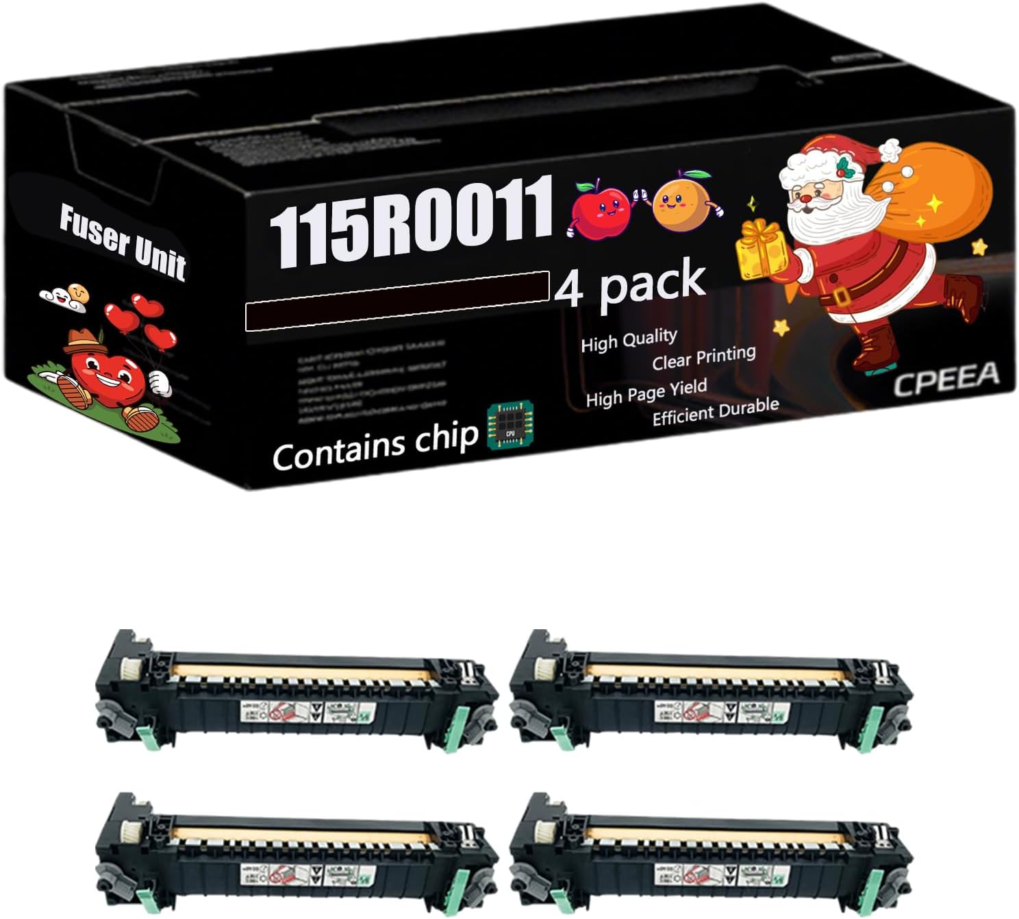 Compatible for Xerox 115R00119(110V) Fuser Unit Work for Xerox B400dn B400n B405dn Printers, with Chip, High Yield 300000 Pages, Clear Printing (4 Pack Black)