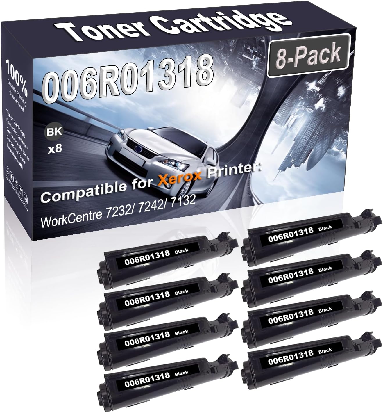 Kolasels 8-Pack (Black) Compatible WorkCentre 7232 7242 7132 Laser Printer Cartridge (High Capacity) Replacement for 006R01318 Printer Cartridge
