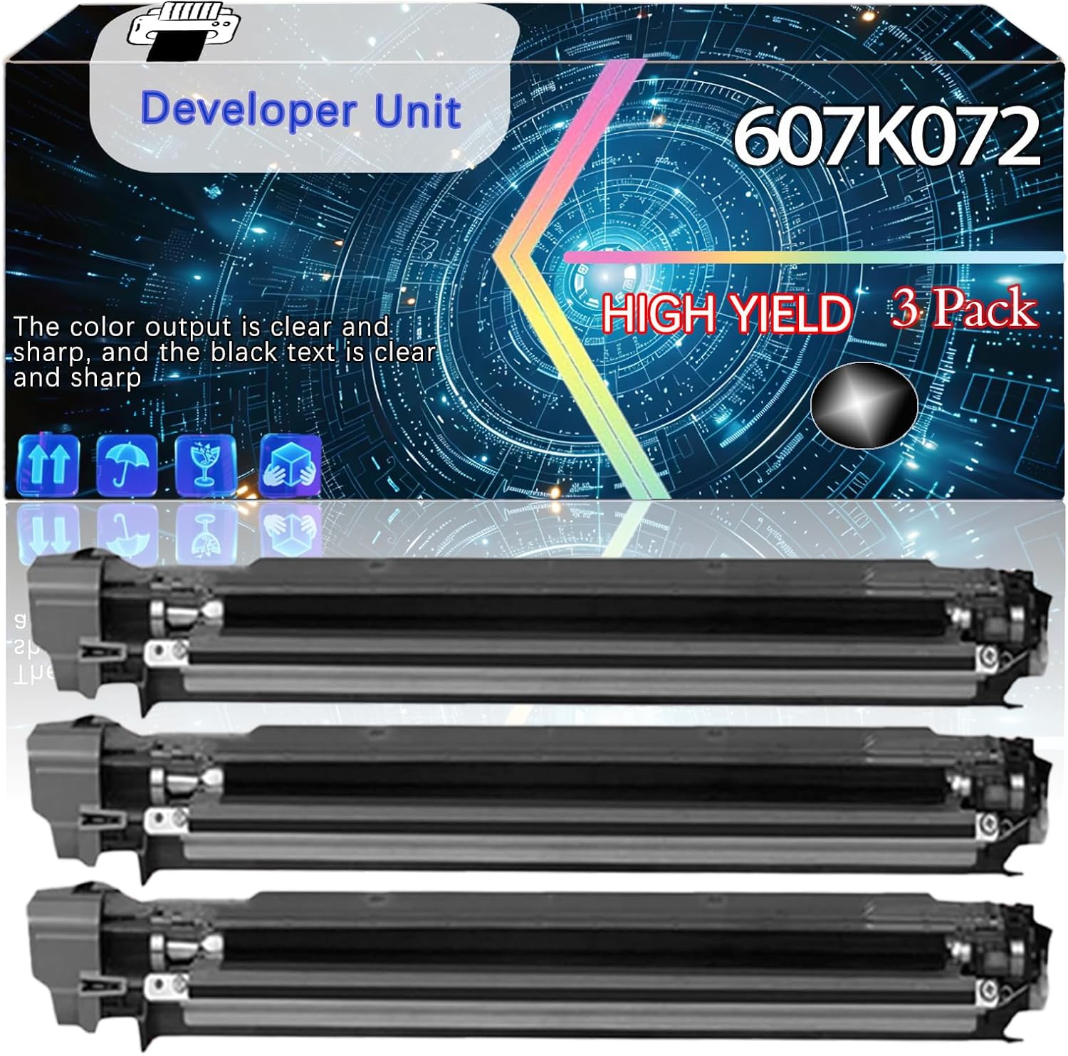 607K07290 Compatible for Xerox VersaLink C7000DN C7000N C7020 C7025 C7030 C7120 C7125 C7130 Printers, Replacement Developer Unit High Yield Printer Accessories (3 Pack Black)