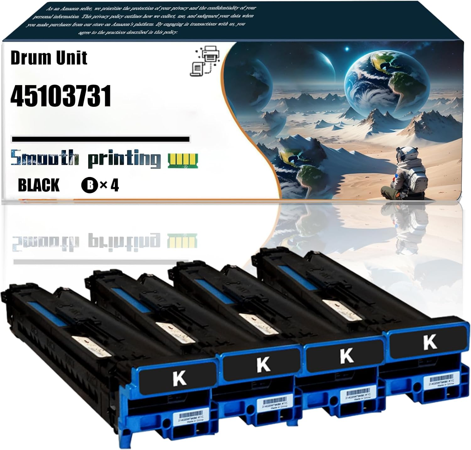 LSSF Replacement Parts Drum Unit 45103731 Compatible with Okidata OKI C911dn C931dn C931DP C931DP+ C931e C941dn C941dnCL C941e Printers, Contains Chip and Clear Printing (4 Pack Black)