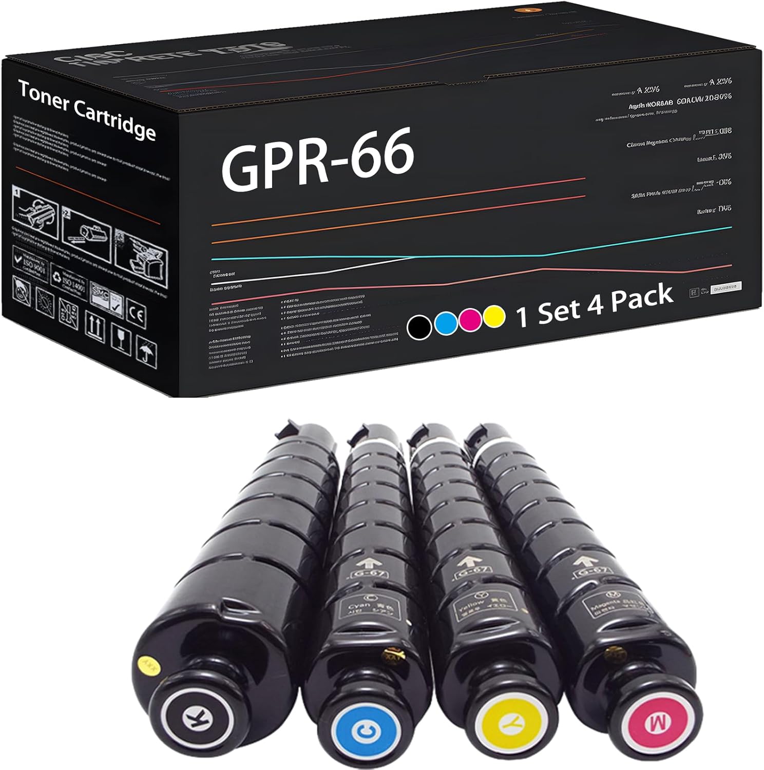 Compatible with Canon GPR-66 Toner Cartridge Work for Canon imageRUNNER Advance DX C3926i DX C3930i DX C3935i Printers, with Chip, High Yield 29000 Pages, High-Definition Printing (4-Pack BK/C/M/Y)