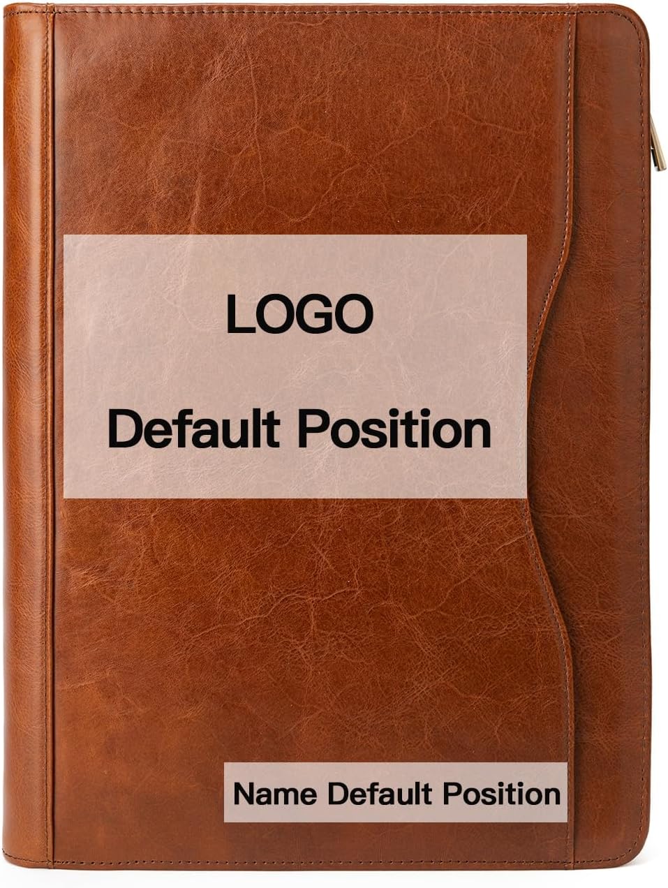 YIWEN Handmade Crazy-Horse Leather 3 Ring Binder Portfolio Padfolio Folder with Zipper for Men and Women, Business Organizer for Letter A4 Size for Meeting and Travel (Custom Engraved, Oil Wax-Brown)